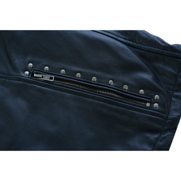 High Mileage "Roxy" Women's Fringe and Rivet Detail Premium Lightweight Black Leather Lady Biker Motorcycle Fashion Jacket - Image 9