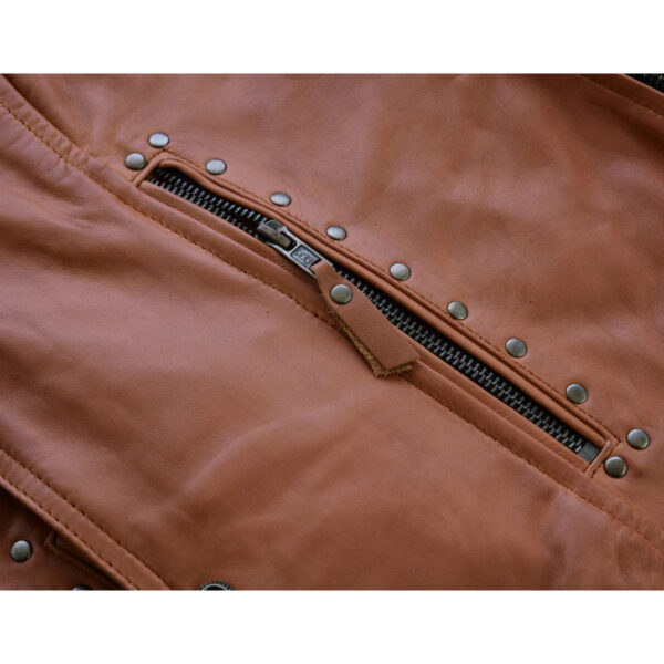 High Mileage 'Roxy' Ladies Premium Brown Leather Vest with Fringes and Rivets - Image 10