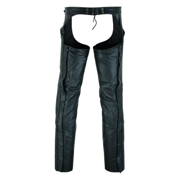 Vance Leather Unisex Black Zip-out Insulated Pants Style Biker Leather Motorcycle Chaps - Image 5