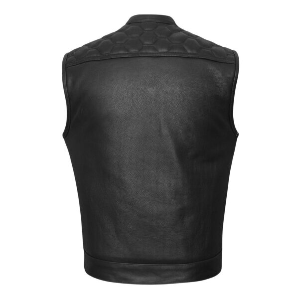 High Mileage Mens Zipper and Snap Closure Leather Club Vest with Quick Access & American Flag Liner - Image 4