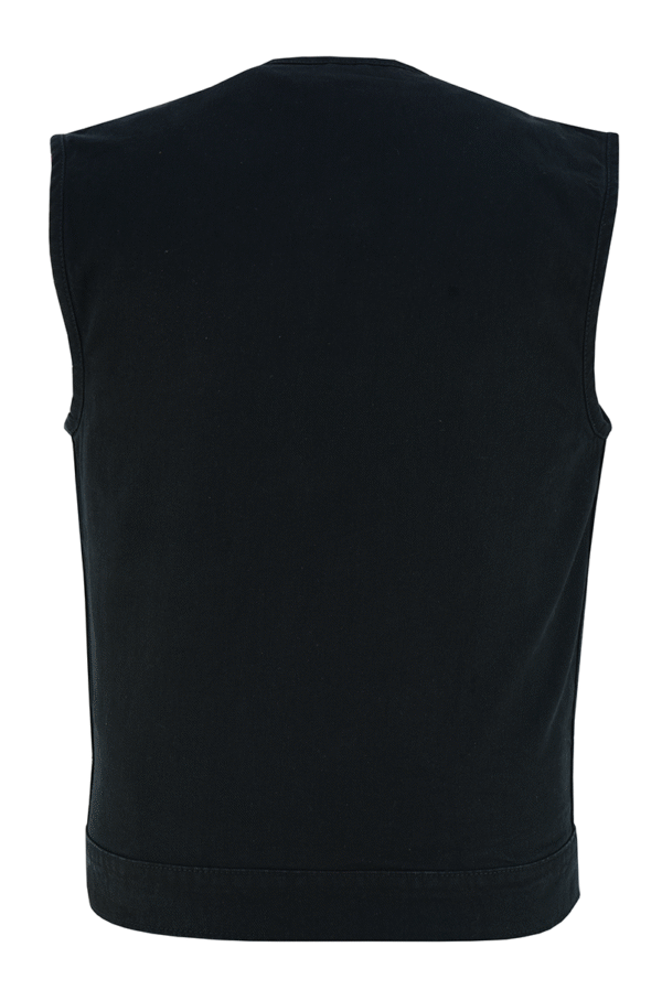 Men's Black Denim Collarless Club Vest with Conceal Carry Pockets - Image 4