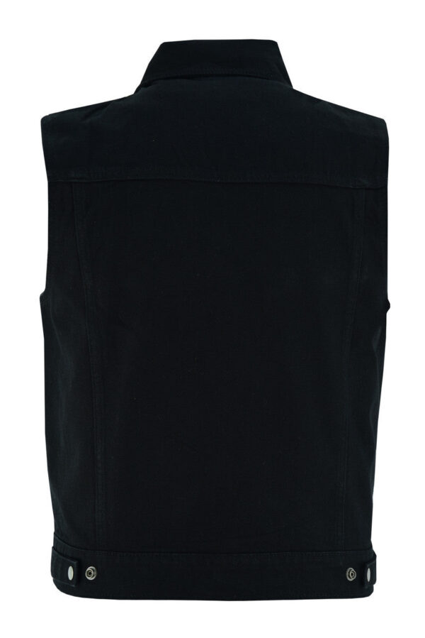 Vance Mens Black Jean Style Denim Motorcycle Vest - Image 3
