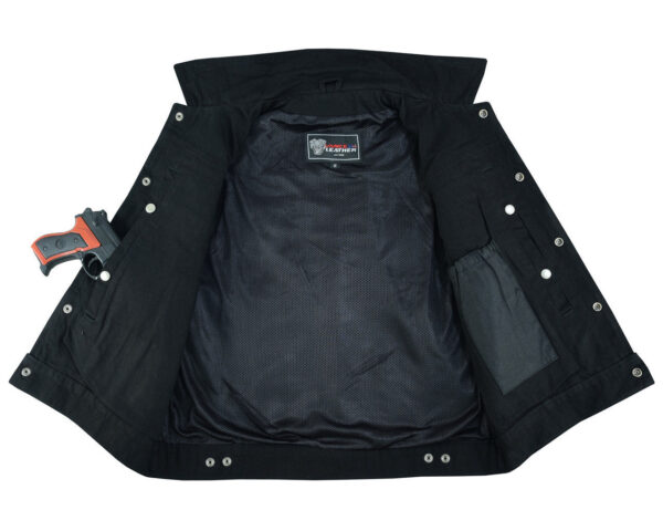 Vance Mens Black Jean Style Denim Motorcycle Vest - Image 6