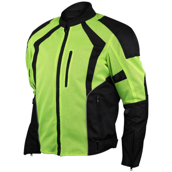 Mens Hi Vis All Weather Season CE Armor Mesh Motorcycle Jacket