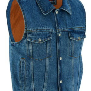 Vance Mens Blue Jean Style Denim Motorcycle Vest