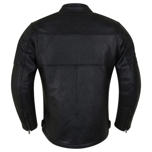 High Mileage Mens Premium Commuter Cafe Racer Motorcycle Leather Jacket with Removeable CE Armor - Image 4