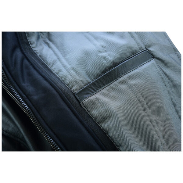 Vance Leather Mens Sven Bomber Black Waxed Premium Cowhide Motorcycle Leather Jacket with Removeable Hood - Image 11