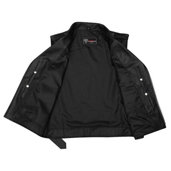 Vance Men's Premium Leather Classic Motorcycle Vest Plain Side & Belted Waist - Image 5