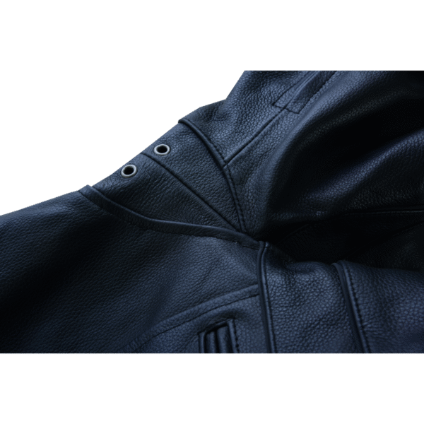 Mens Premium Cowhide Cafe Racer Leather Motorcycle Jacket with Zipper Vents - Image 15