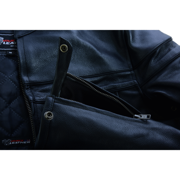 Mens Premium Cowhide Cafe Racer Leather Motorcycle Jacket with Zipper Vents - Image 17