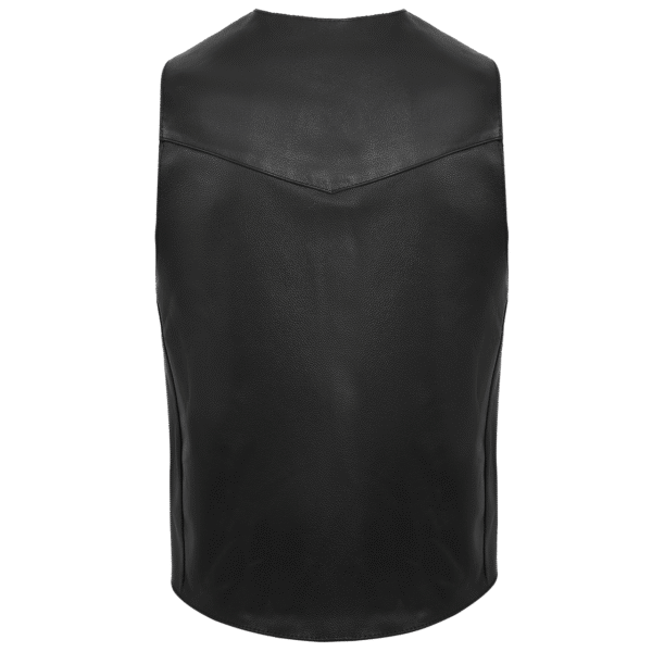 Vance Mens Black Premium Cowhide Biker Leather Motorcycle Vest - Image 4