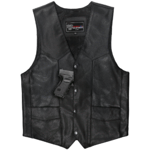 Vance Mens Black Biker Leather Motorcycle Vest