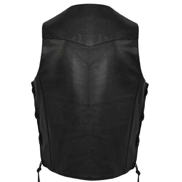 Vance Mens Black Ten Pocket Leather Vest - Image 5