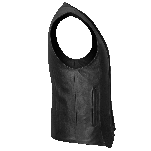 Vance Mens Black Premium Cowhide Leather Buffalo Nickel Biker Motorcycle Vest - Image 6