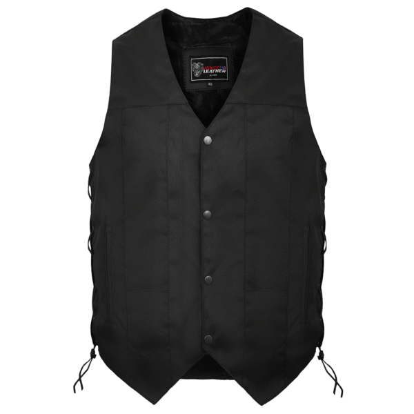 Men's Premium Black Textile Motorcycle 10 Pocket Vest with Dual Conceal Carry Pockets - Perfect for Every Biker Versatile & Durable - Image 4