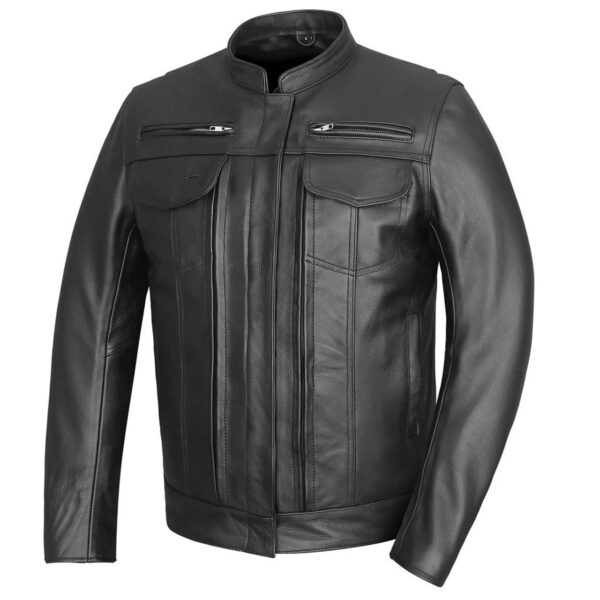 Mens Top Performer Motorcycle Leather Jacket with Double Conceal Carry Pockets - Image 2