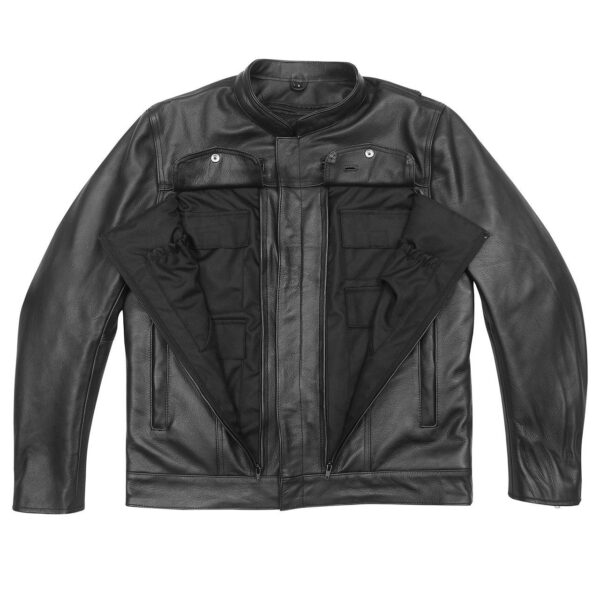 Mens Top Performer Motorcycle Leather Jacket with Double Conceal Carry Pockets - Image 3