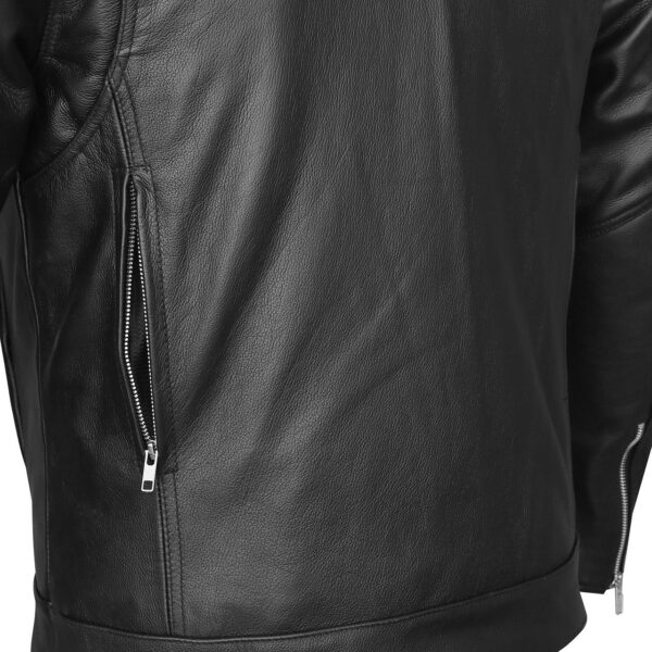 Mens Top Performer Motorcycle Leather Jacket with Double Conceal Carry Pockets - Image 6
