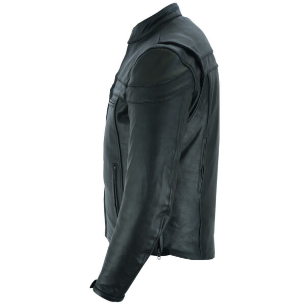 Mens Premium Cowhide Cafe Racer Leather Motorcycle Jacket with Zipper Vents - Image 6