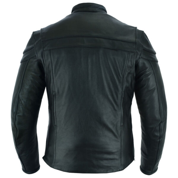 Mens Premium Cowhide Cafe Racer Leather Motorcycle Jacket with Zipper Vents - Image 5