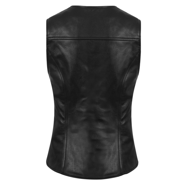 Women's Five Snap Leather Vest with Conceal Carry Pocket - Image 3