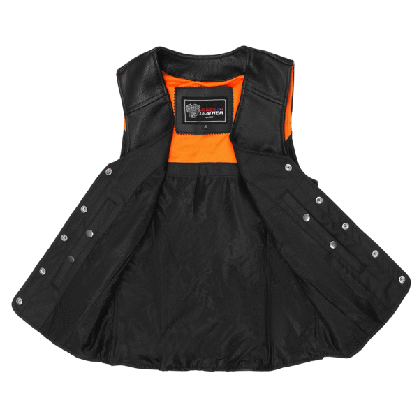 Women's Five Snap Leather Vest with Conceal Carry Pocket - Image 7