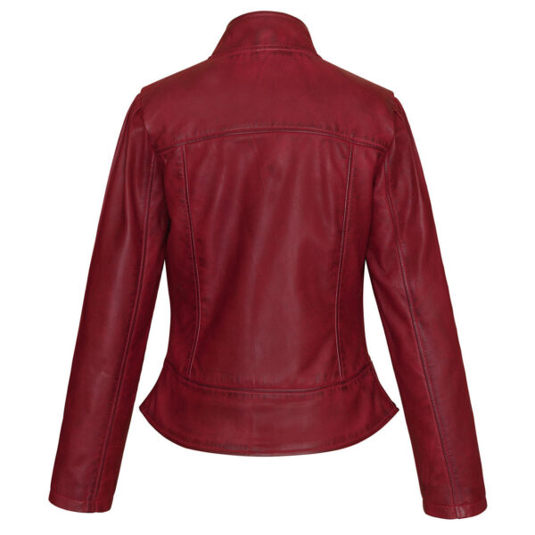 Vance Leathers 'Maya' Ladies Premium Soft Lightweight Burgundy Fitted Motorcycle Leather Jacket - Image 5