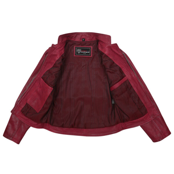 Vance Leathers 'Maya' Ladies Premium Soft Lightweight Burgundy Fitted Motorcycle Leather Jacket - Image 6