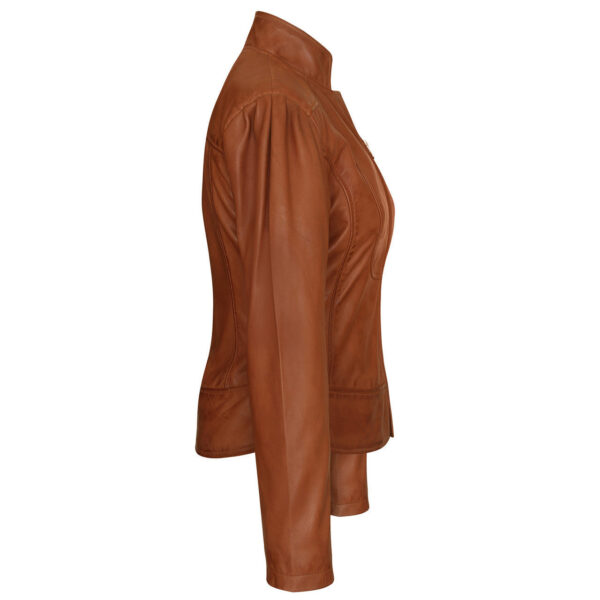 Vance Leathers 'Maya' Ladies Premium Soft Lightweight Brown Fitted Motorcycle Leather Jacket - Image 4