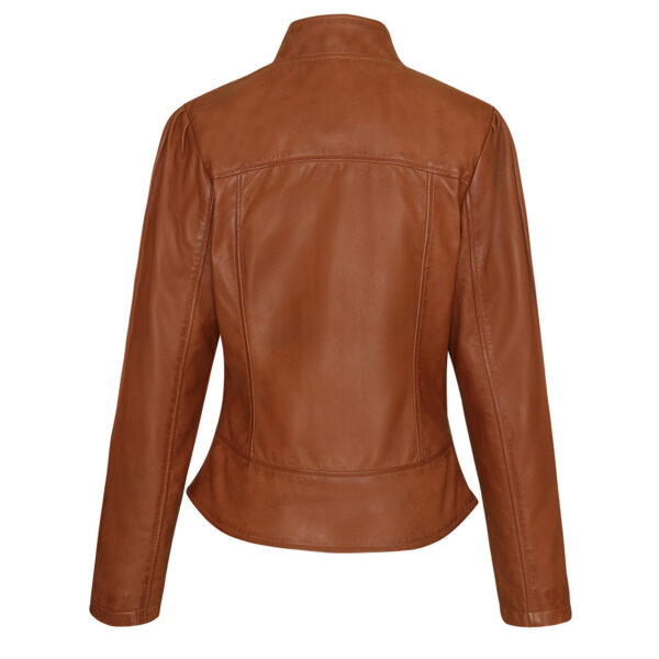 Vance Leathers 'Maya' Ladies Premium Soft Lightweight Brown Fitted Motorcycle Leather Jacket - Image 5