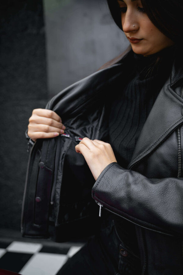 Vance Leather Women's Black Soft Cowhide Braided and Studded Biker Motorcycle Riding Jacket - Image 8