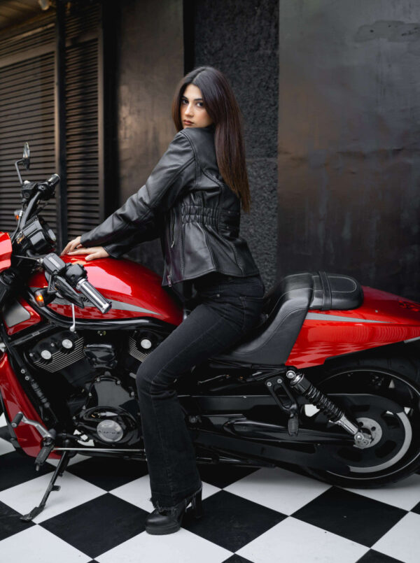 Vance Leather Women's Black Soft Cowhide Braided and Studded Biker Motorcycle Riding Jacket - Image 13