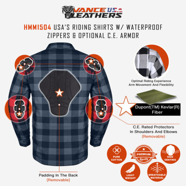 Vance Leathers USA's Riding Shirts with Waterproof Zippers &  C.E. Armor - Image 9
