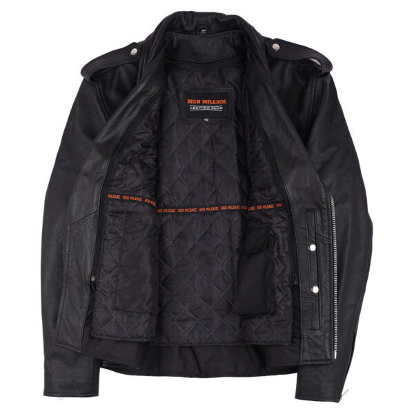 Mens Eagle Embossed Live To Ride - Ride To Live Classic Black Leather Motorcycle Jacket - Image 6