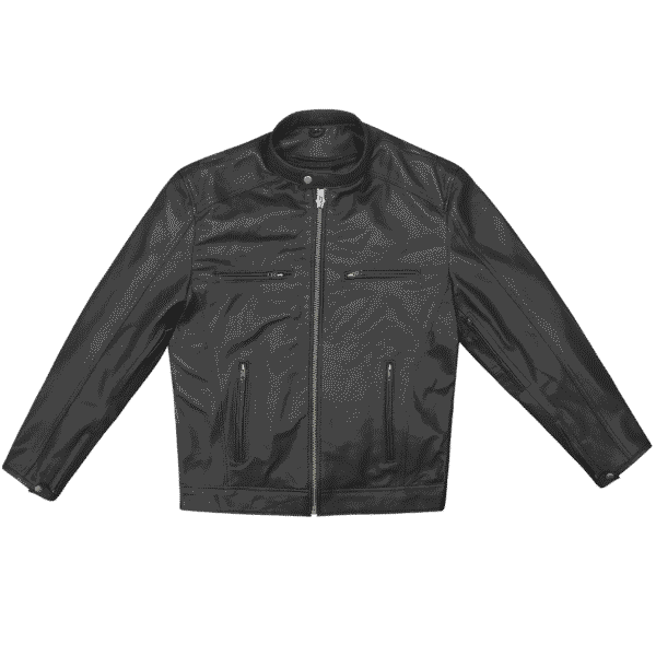 High Mileage Premium Mens Black Leather Motorcycle Jacket - Image 3