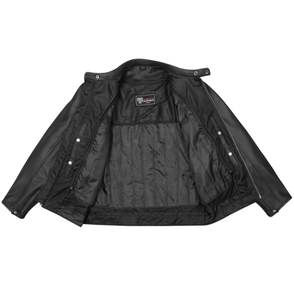 High Mileage Premium Mens Black Leather Motorcycle Jacket - Image 4