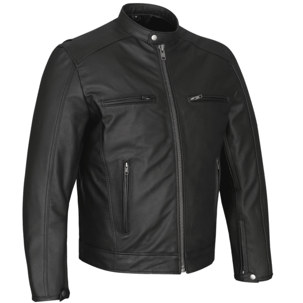 High Mileage Premium Mens Black Leather Motorcycle Jacket - Image 2
