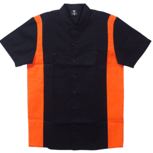 Vance - Men's Work Shirts Black with Orange Sides