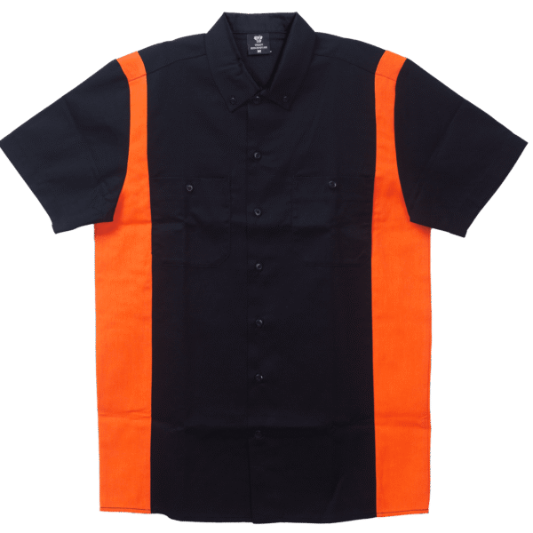 Vance - Men's Work Shirts Black with Orange Sides