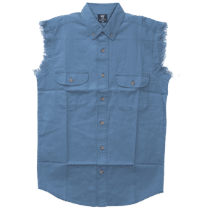 Vance - Men's Biker Motorcycle Light Blue Cut Off Sleeveless Shirt