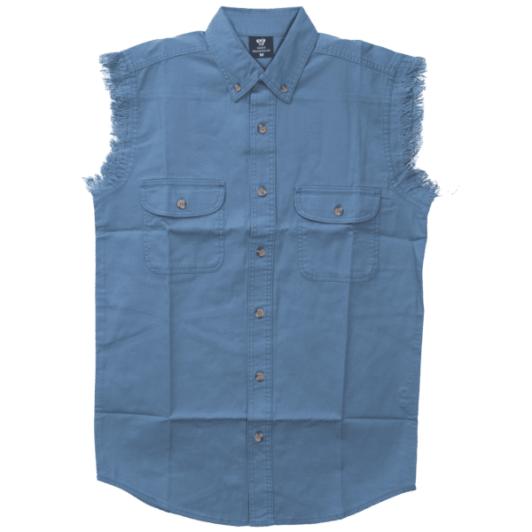 Vance - Men's Biker Motorcycle Light Blue Cut Off Sleeveless Shirt