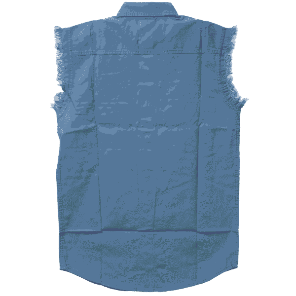 Vance - Men's Biker Motorcycle Light Blue Cut Off Sleeveless Shirt - Image 2
