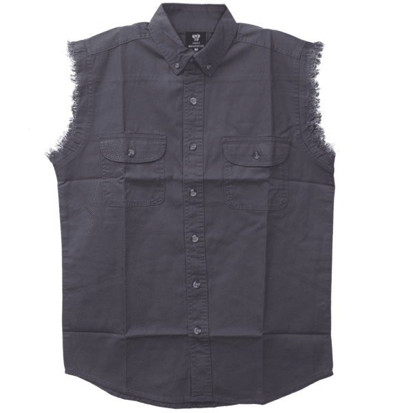 Vance Textiles - Men's Biker Motorcycle Charcoal Cut Off Sleeveless Shirt