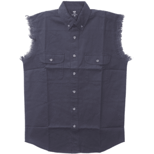 Vance - Men's Biker Motorcycle Dark Blue Cut Off Sleeveless Shirt