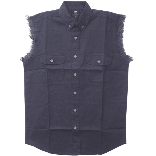 Vance - Men's Biker Motorcycle Dark Blue Cut Off Sleeveless Shirt