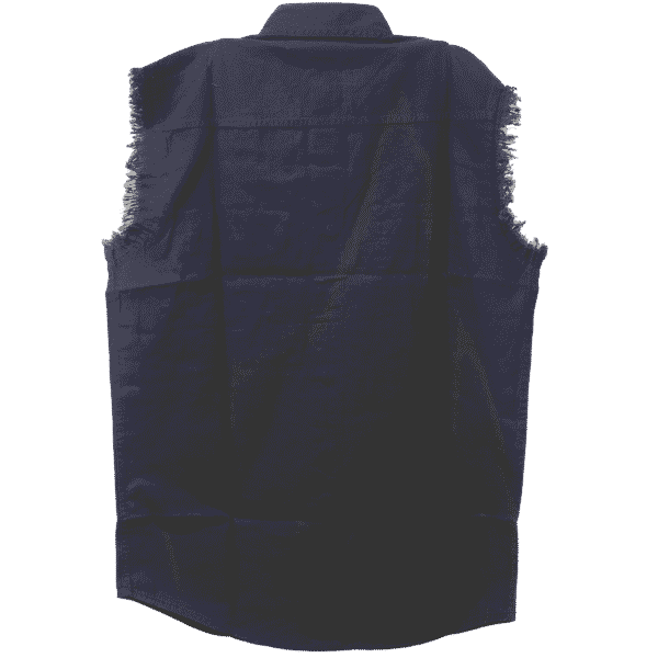 Vance - Men's Biker Motorcycle Dark Blue Cut Off Sleeveless Shirt - Image 2