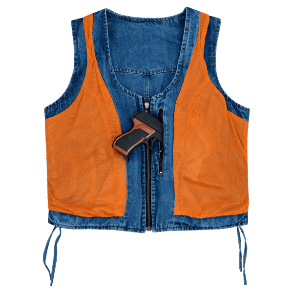 Women's Blue Denim V Neck Vest with Zipper & Side Laces - Image 5