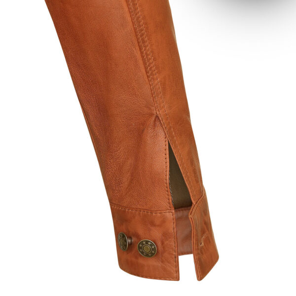 Vance Leathers' Mens Austin Brown Premium Classic Motorcycle Trucker Leather Jacket - Image 7