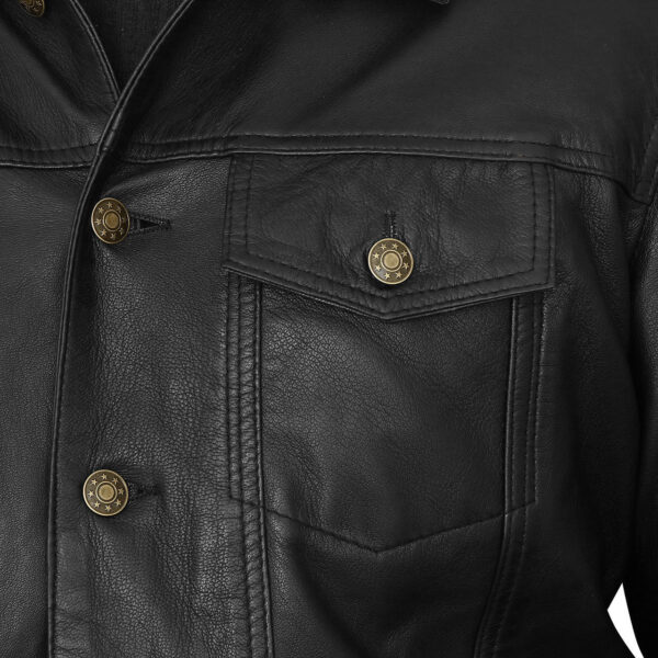 Vance Leathers' Mens Black Premium Classic Motorcycle Trucker Leather Jacket - Image 6