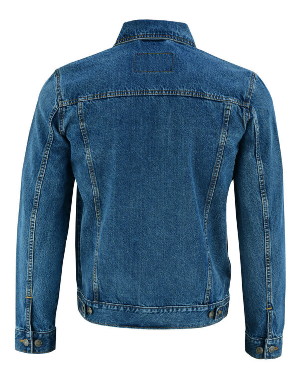 Vance Mens Blue Heavy Duty Denim Button Front Motorcycle Jacket, Jean Jacket for Men - Image 2